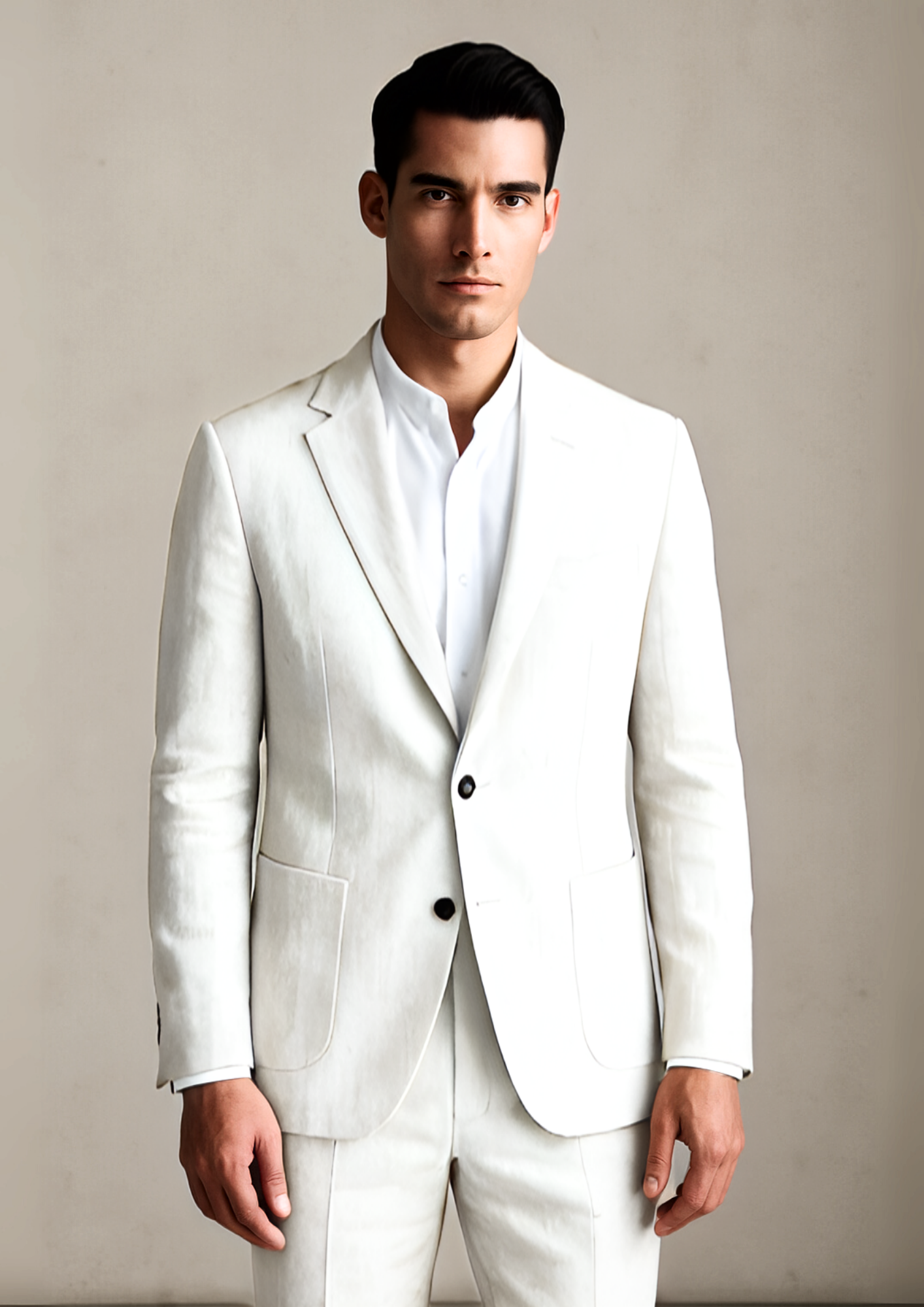 Zephyr Men's Elegant Linen Set - Beige