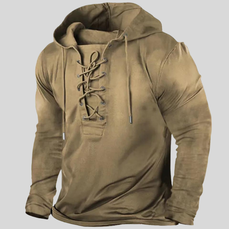 WW | Langarm Lace up Strapazierfähig Und Rustikal Mit Vorderen Taschen