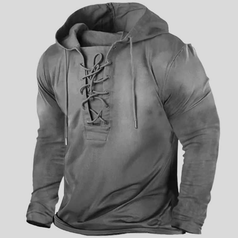 WW | Langarm Lace up Strapazierfähig Und Rustikal Mit Vorderen Taschen