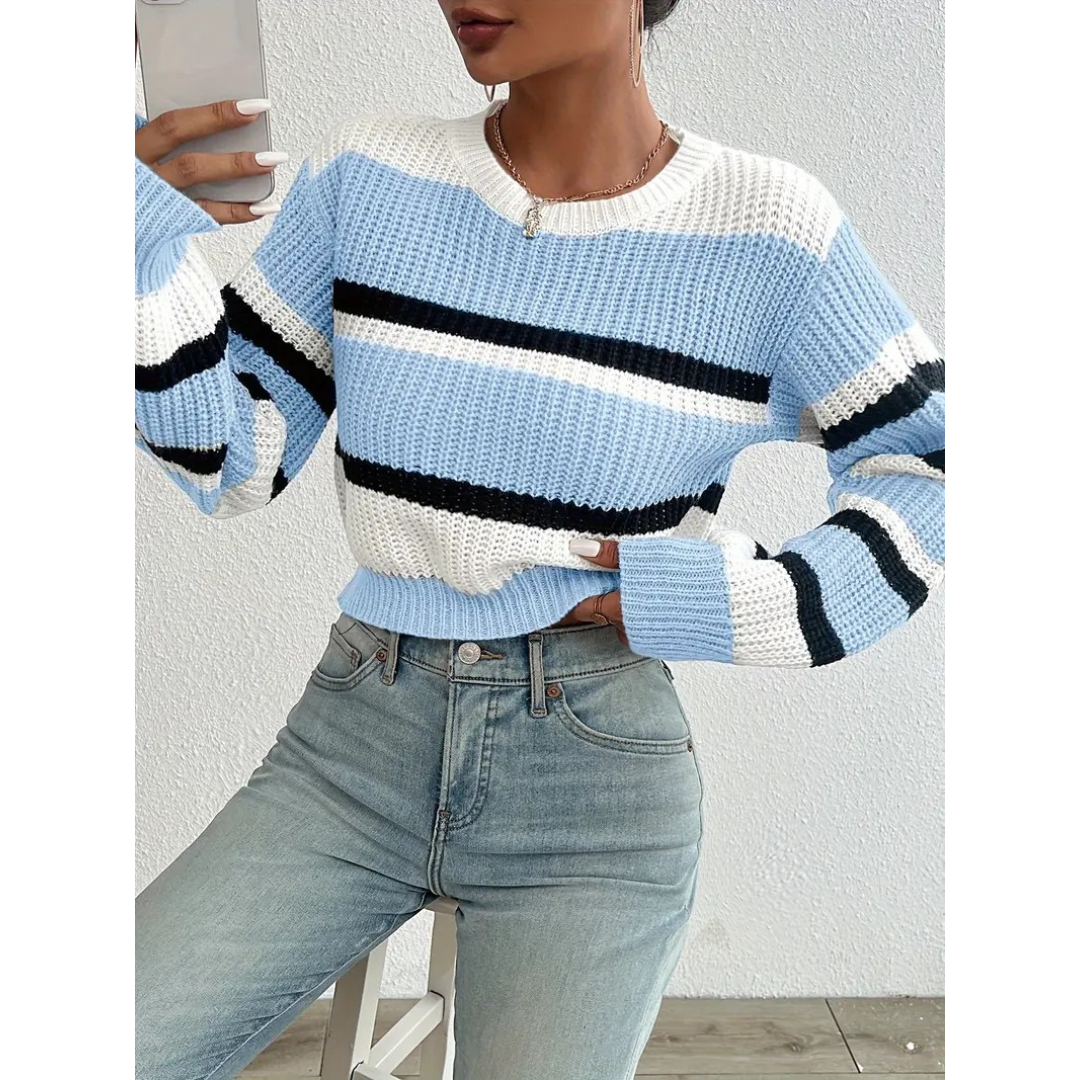 WW | Bequemer Pullover für Damen mit Streifen und langen Ärmeln