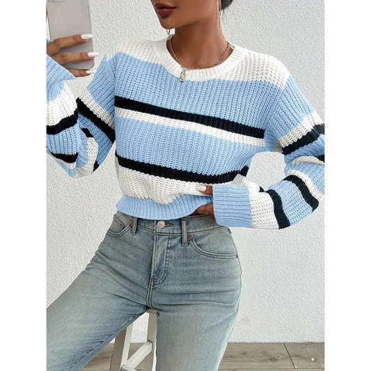WW | Bequemer Pullover für Damen mit Streifen und langen Ärmeln