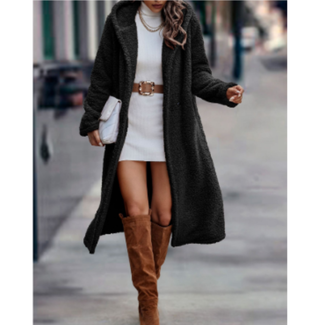 WW | Coat - Loose Fit - Soft Faux Wool - Long - Classic Lapel - Double Button