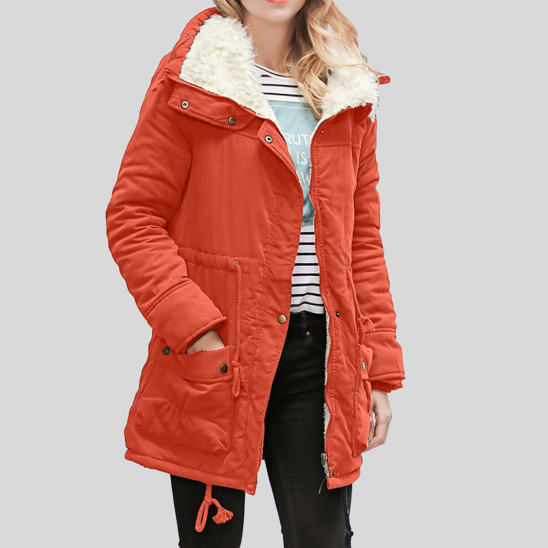 WW | Parka Jacke Gefüttert Mit Fellbesatz Verstellbare Taille Winddicht Und Warm