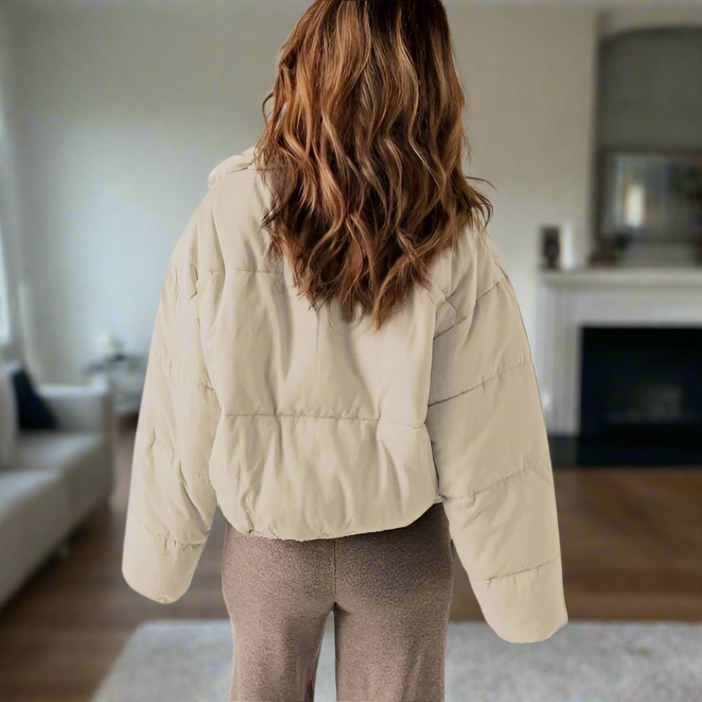 WW | Puffer Jacket Short Length High Collar Zipper Adjustable Fit