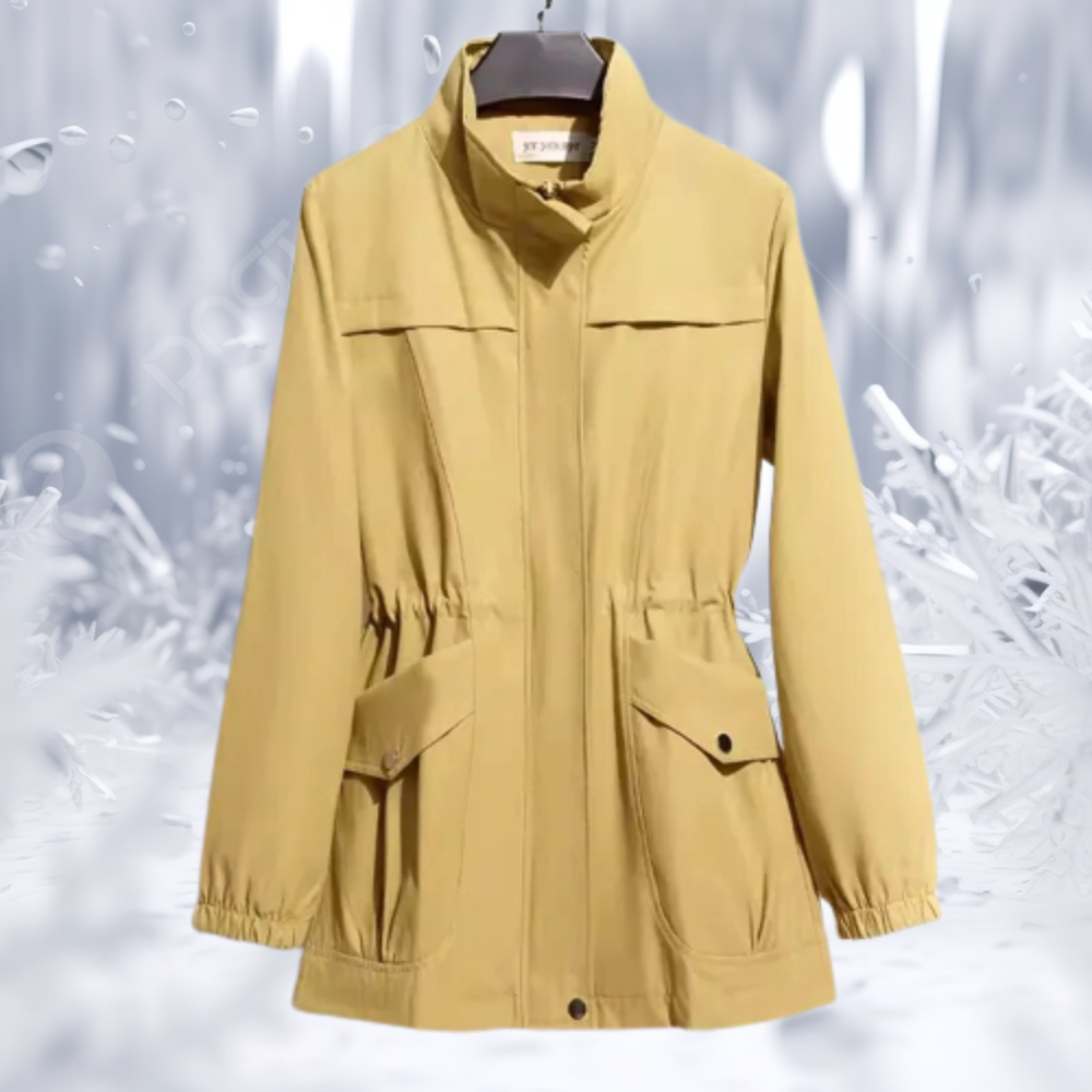 WW | Parka Jacket High Collar Adjustable Waist Windproof With Pockets