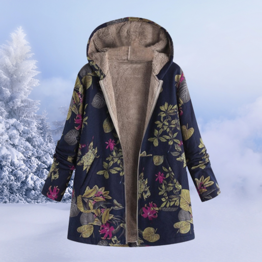 WW | Damen Winter Kapuzenmantel - Bedruckt