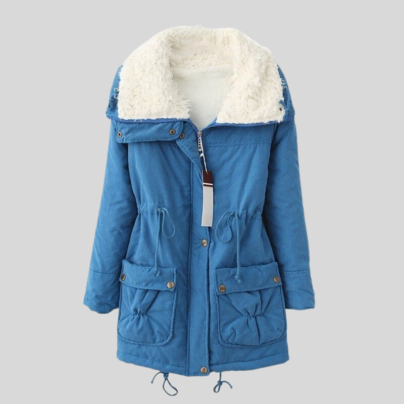 WW | Parka Jacke Gefüttert Mit Fellbesatz Verstellbare Taille Winddicht Und Warm