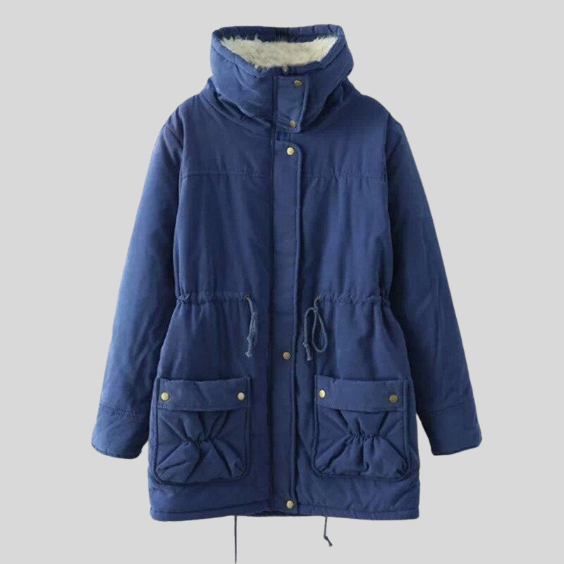 WW | Parka Jacke Gefüttert Mit Fellbesatz Verstellbare Taille Winddicht Und Warm