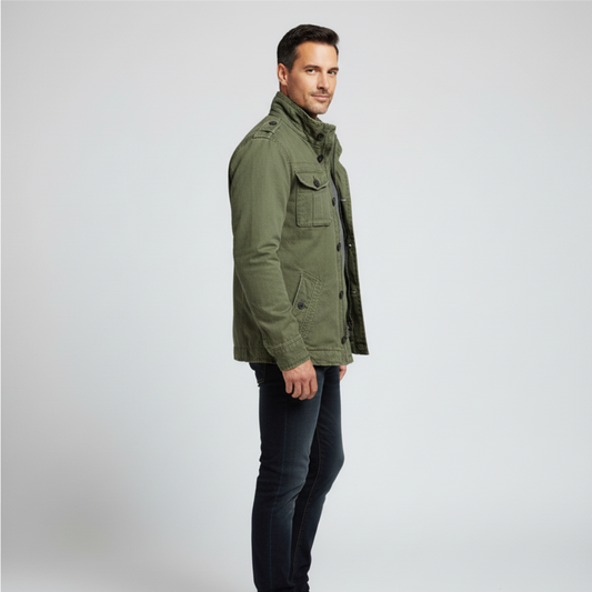 WW | Denim Jacket Regular fit Button closure High collar Multiple pockets Shoulder epaulets