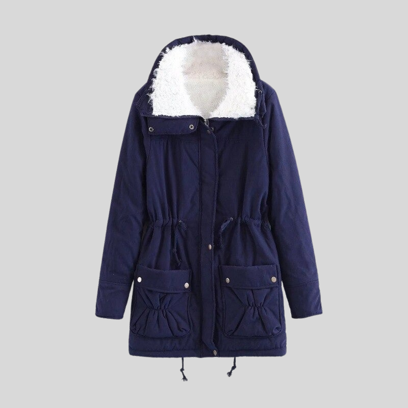 WW | Parka Jacke Gefüttert Mit Fellbesatz Verstellbare Taille Winddicht Und Warm