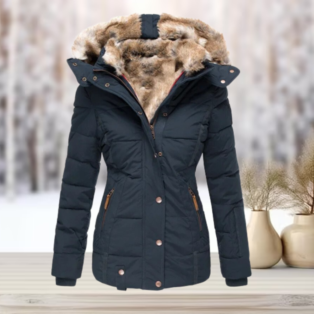 WW | Elegante Winter-Pelzjacke mit Kapuze 2024