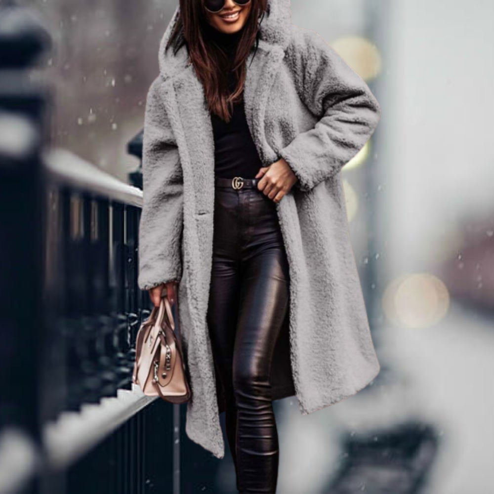 WW | Teddyjacke Lang Und Mit Kapuze Soft Und Warm Lässige Passform
