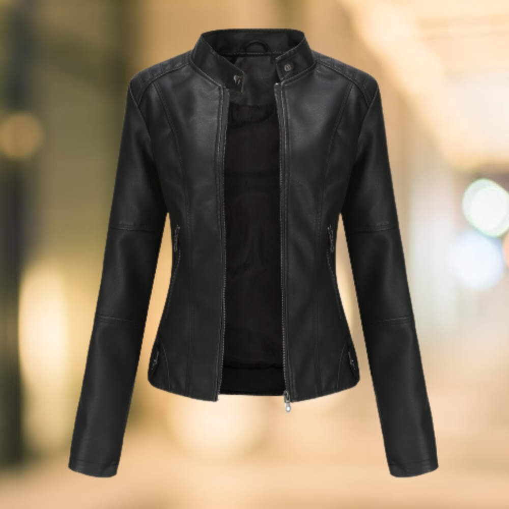 WW | Elegante und schicke Lederjacke mit Stehkragen