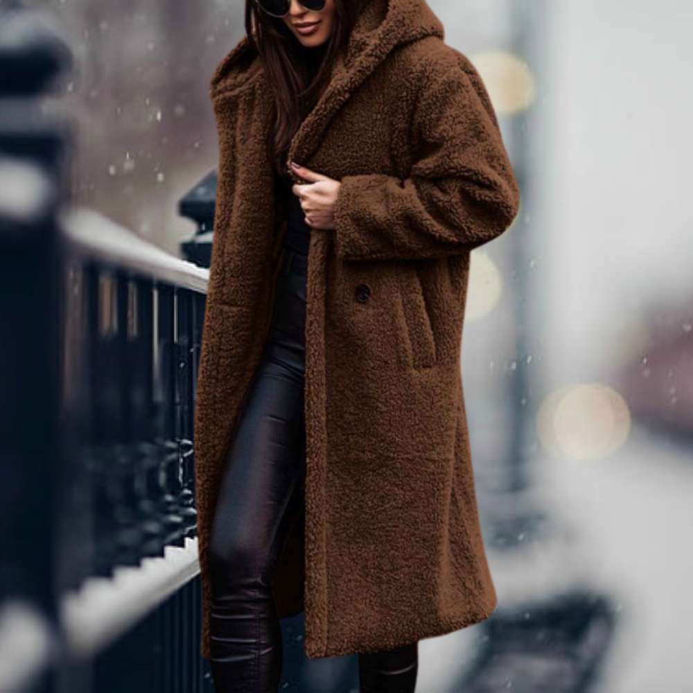 WW | Chic navy faux fur hooded jacket