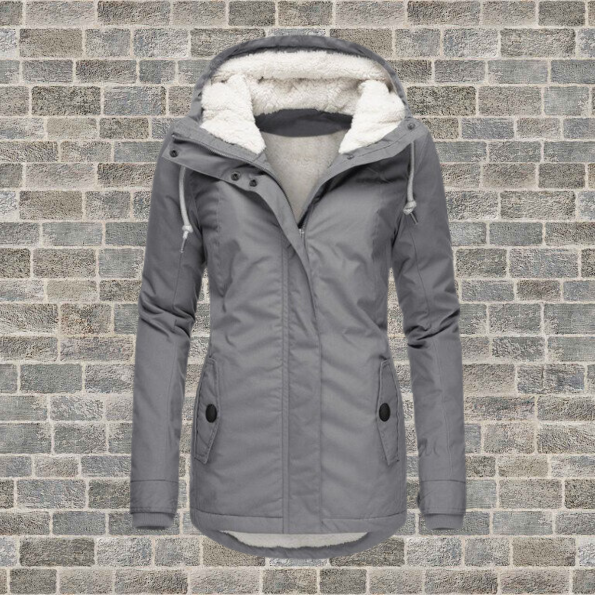 WW | New Pleated Cotton Coat with Lambswool Hood