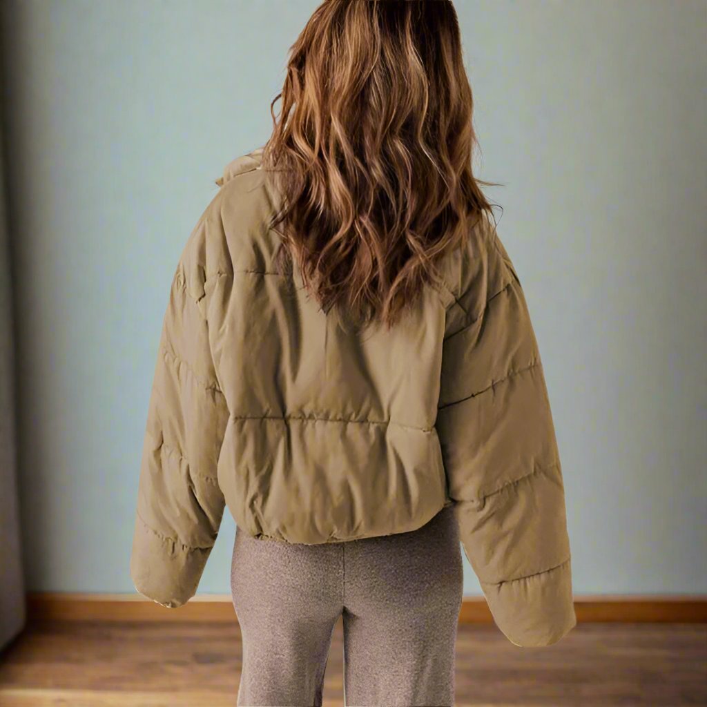 WW | Puffer Jacket Short Length High Collar Zipper Adjustable Fit