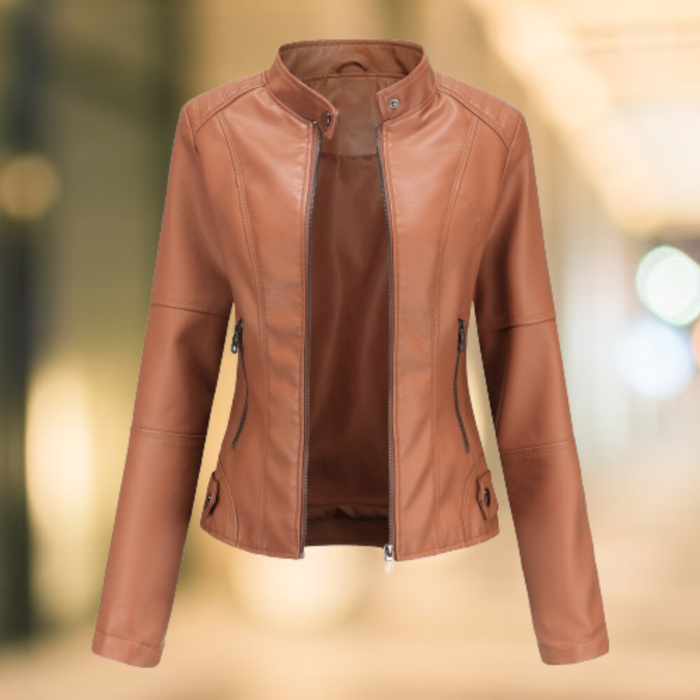 WW | Elegante und schicke Lederjacke mit Stehkragen