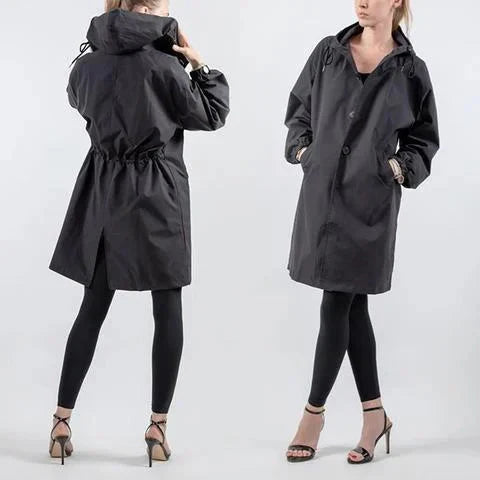 WW | Trenchcoat Langer Schnitt Kapuze Und Knöpfe Verstellbare Bündchen Taschen