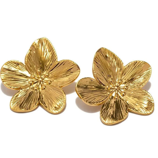 Elle™ - Hypoallergenic Vintage Floral Stud Earrings, 18k Gold Plated
