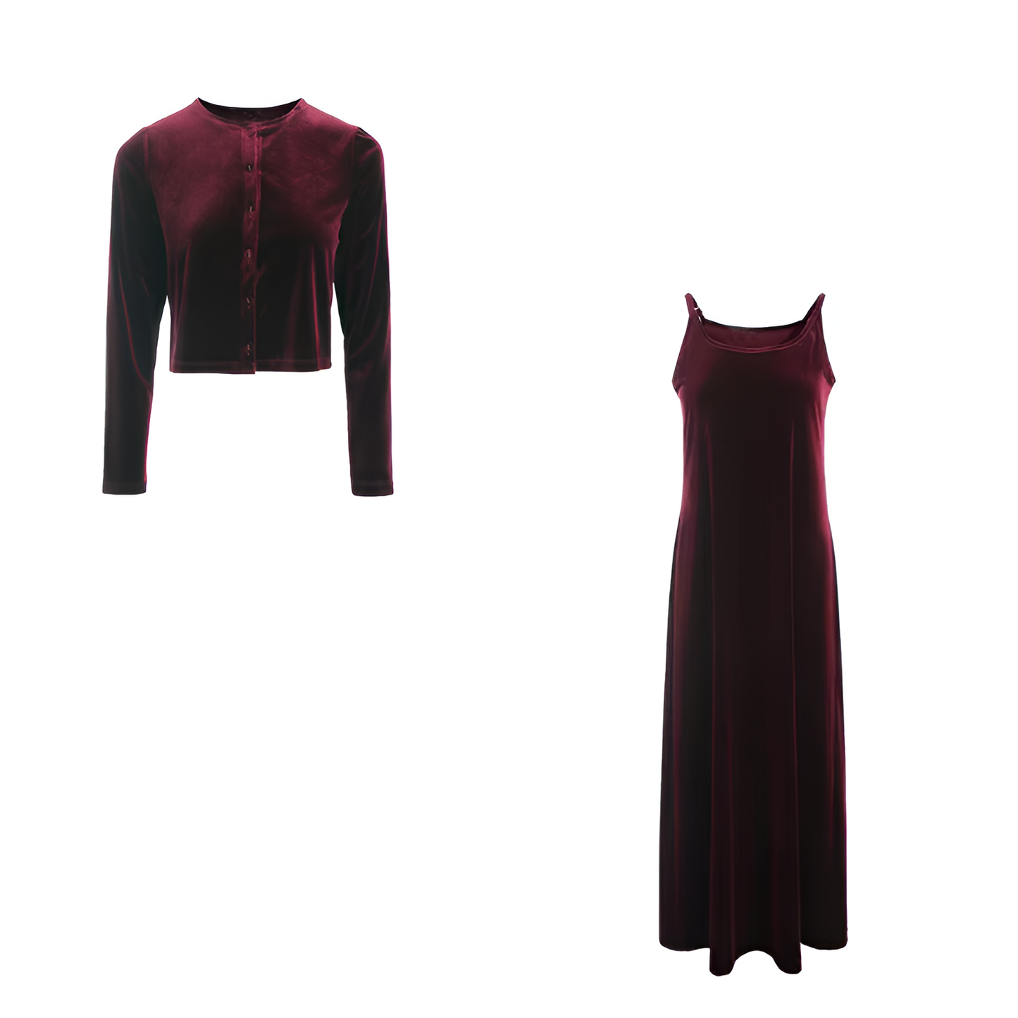 WW | Elegant Velvet Vest and Dress Set with Belt