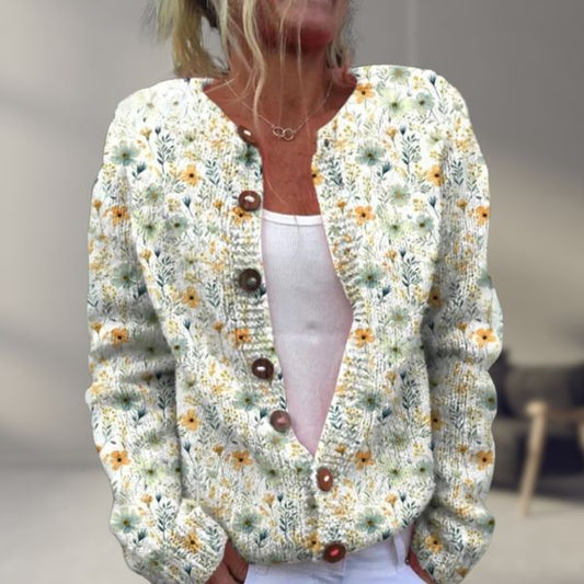 WW | Stylisches Blumenmuster Strickjacke