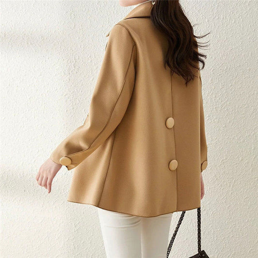WW | Women's Wool Coat – Tailored Fit – Double Breasted – Wide Lapel – Mid-Length