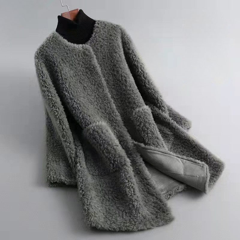WW | Wool Blend Relaxed Fit Coat - With Patch Pockets Open Front Coat