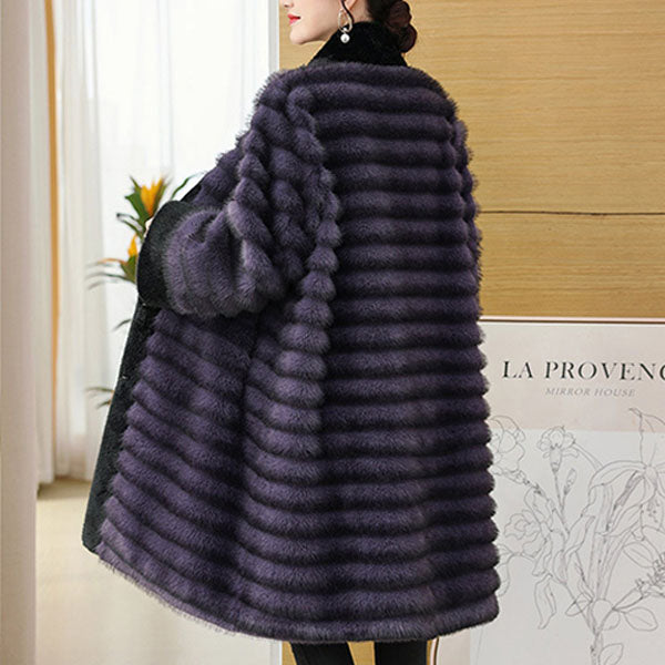 WW | Relaxed Fit Coat - Stand-Up Collar Coat with Fur Trim
