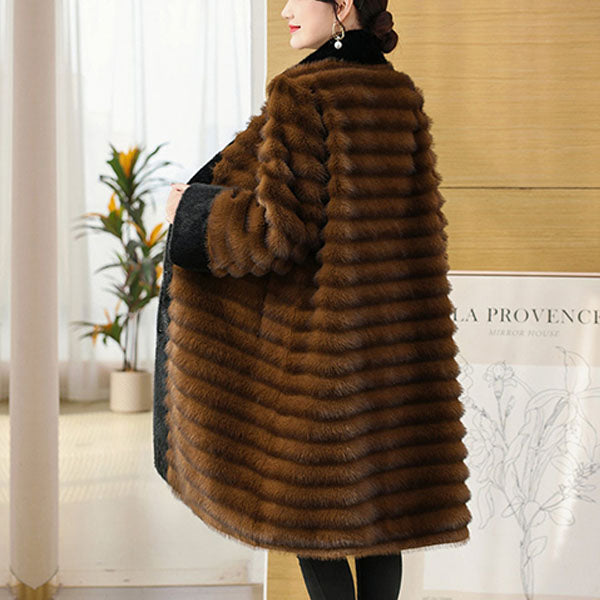 WW | Relaxed Fit Coat - Stand-Up Collar Coat with Fur Trim