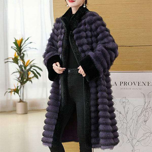 WW | Relaxed Fit Coat - Stand-Up Collar Coat with Fur Trim