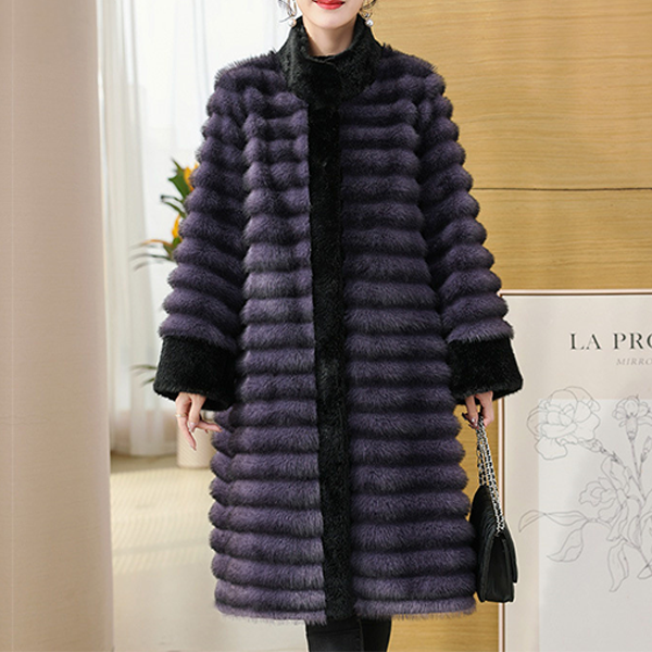 WW | Relaxed Fit Coat - Stand-Up Collar Coat with Fur Trim