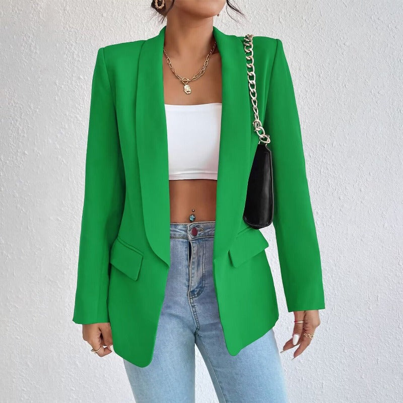 WW | Blazer Taillierte Passform Reverskragen Knielang Klapptaschen