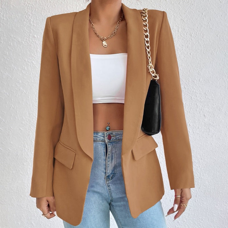 WW | Blazer Taillierte Passform Reverskragen Knielang Klapptaschen