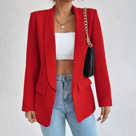 WW | Blazer Taillierte Passform Reverskragen Knielang Klapptaschen