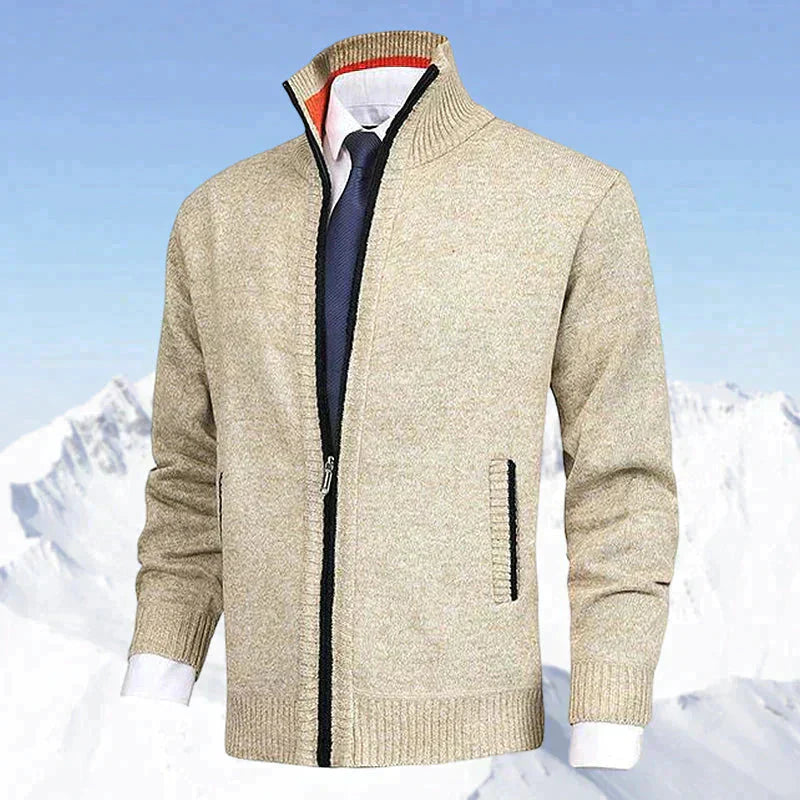 WW | Reißverschluss Stehkragen Taschen Strickweste für Herren