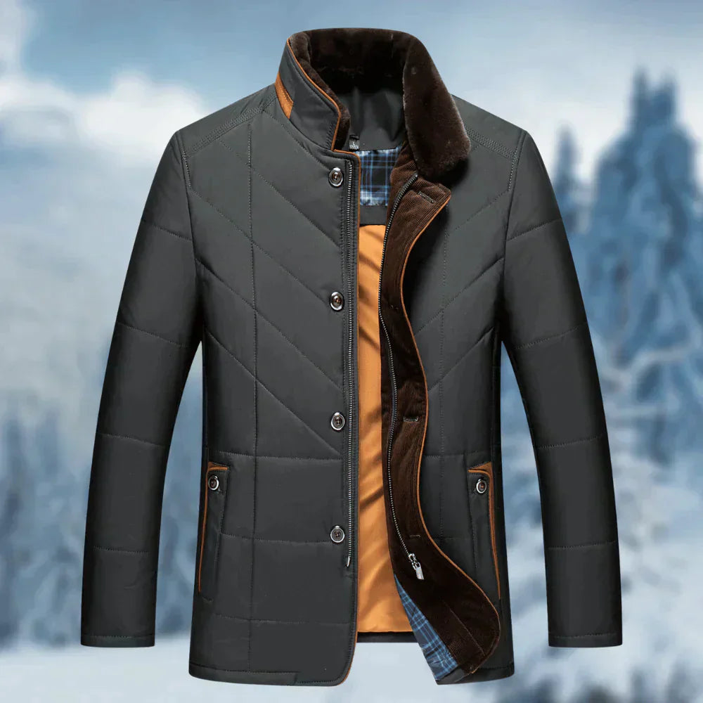 WW | Warme knopfbare Jacke für Herren mit Stehkragen