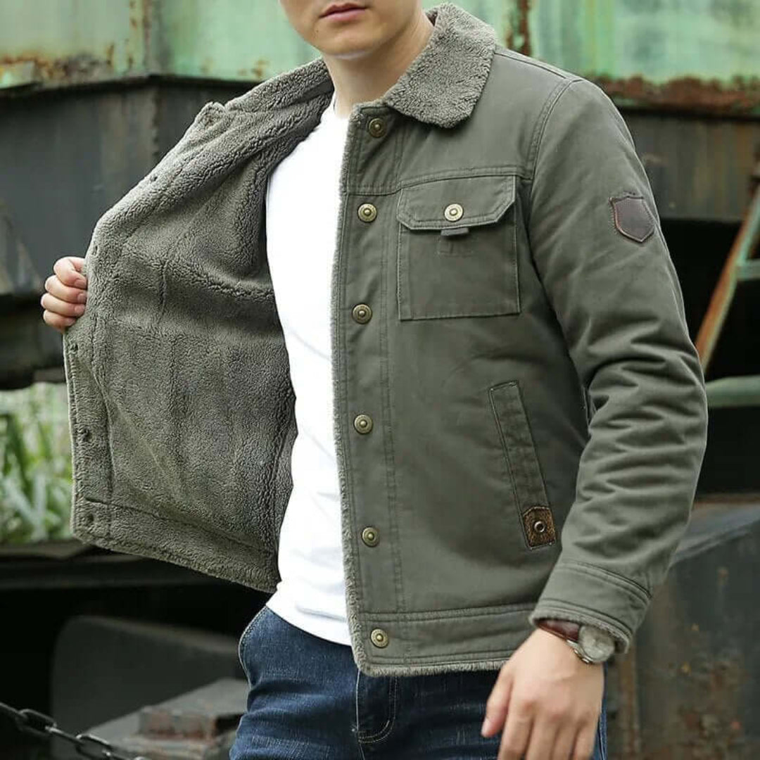 WW | Herren casual Winterjacke mit Knöpfen Brusttasche
