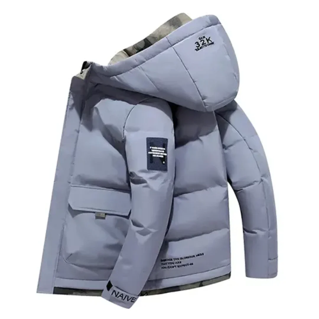 WW | warme gesteppte Herrenjacke mit Kapuze Vordertasche