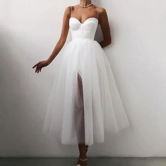 WW | Elegantes Tüll Korsatzt Abendkleid Für Damen
