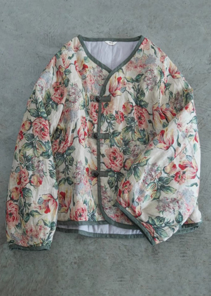 WW | Beige Oversized Print Fine Cotton-Padded Women's Winter Coats