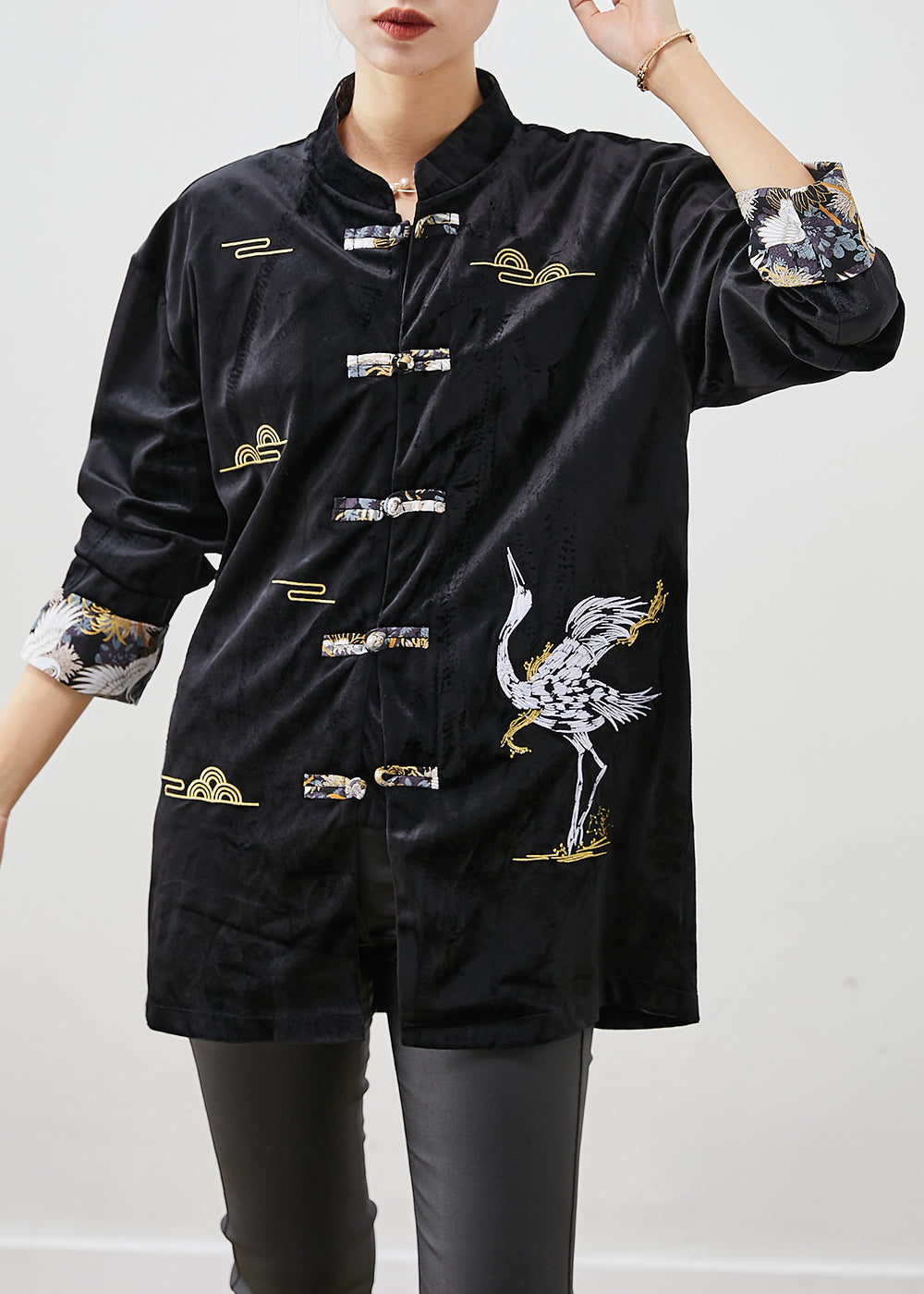 WW | Black Embroidered Chinese Knot Velvet Jackets