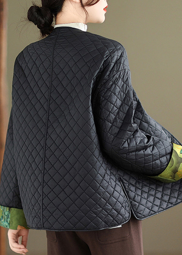 WW | Black Tassel Button Patchwork Fine Cotton-Padded Winter Jackets