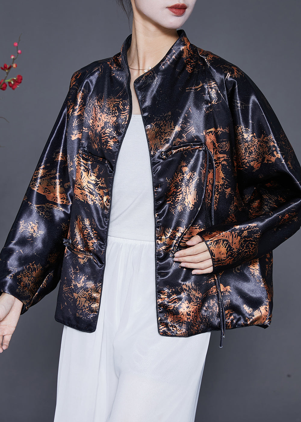 WW | Black Tassel Print Cotton Coats