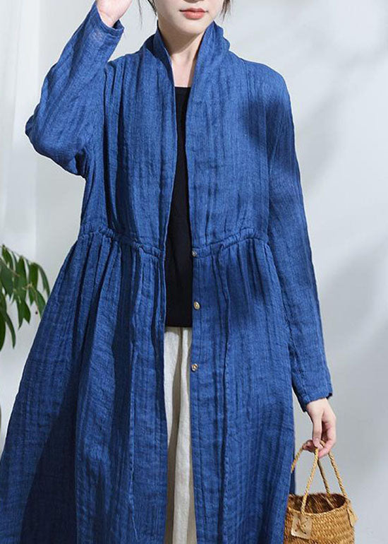 WW | Blue Ribbon Button Long Sleeve Drawstring Trench Coats