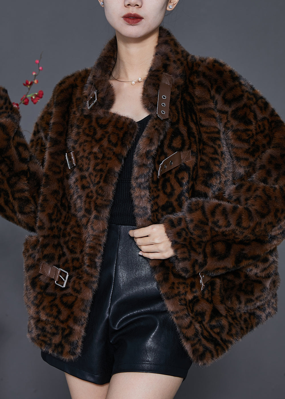 WW | Brown Oversized Leopard Print Mink Velvet Jackets