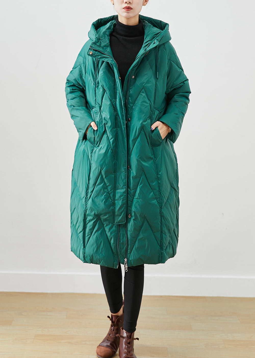 WW | Green Oversized Thick Fine Cotton Filled Puffer Jackets Winter