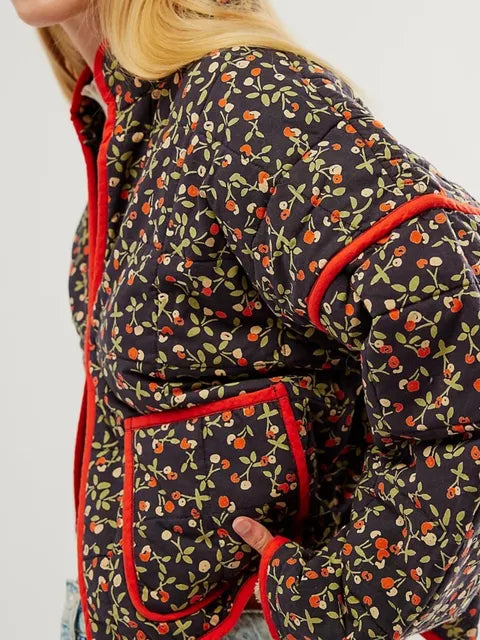 WW | Jacke Blumen Übergröße Wattierte Jacke Damenjacke