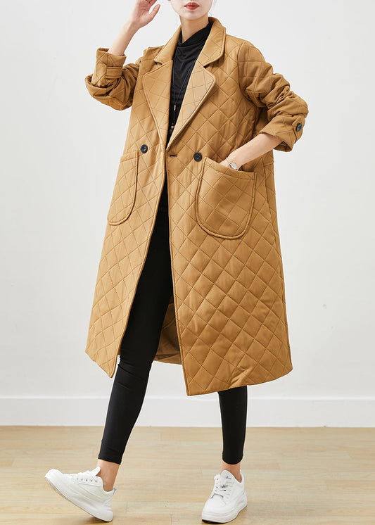 WW | Khaki Notched Plaid Taschen Baumwollmäntel