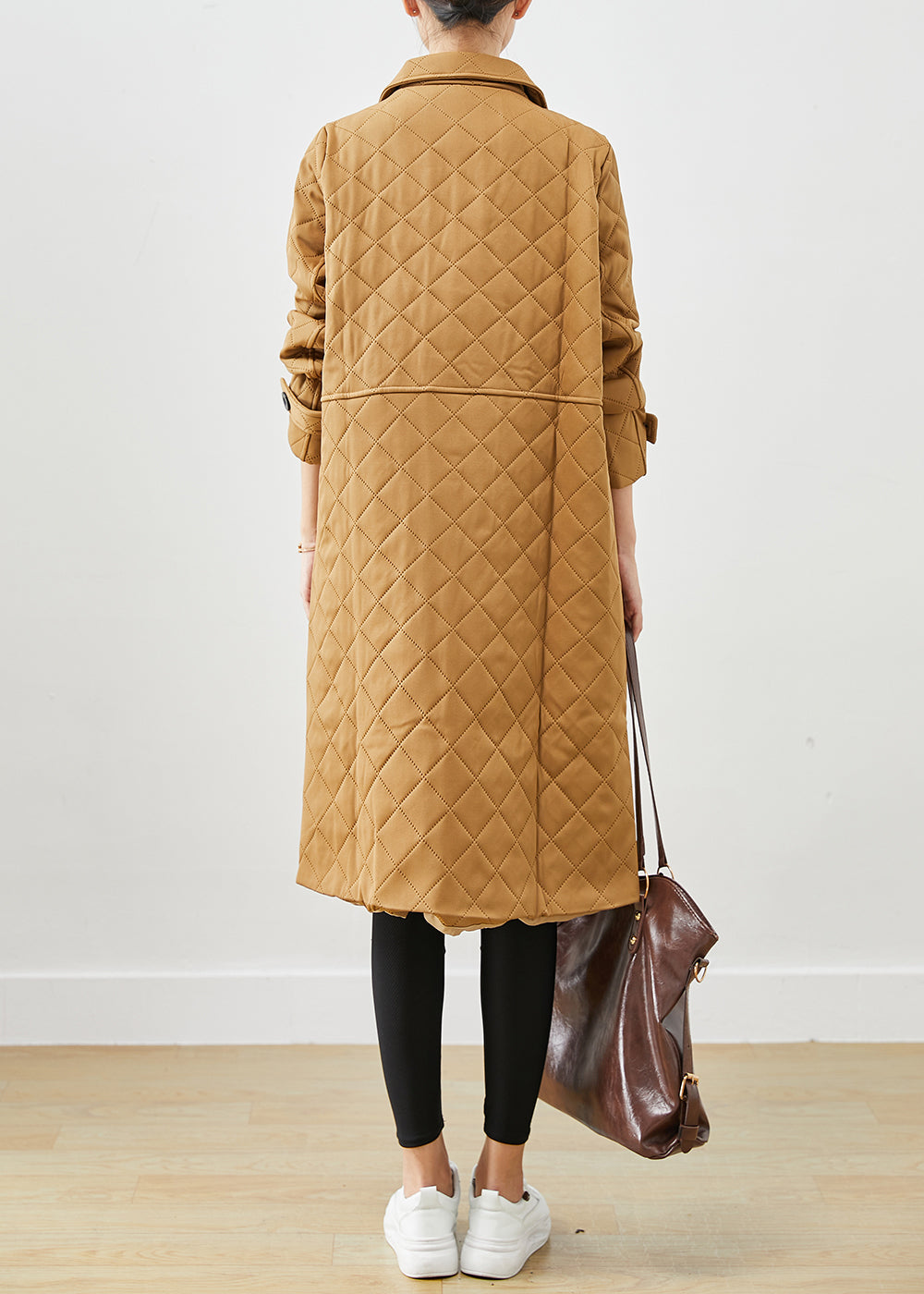 WW | Khaki Notched Plaid Taschen Baumwollmäntel