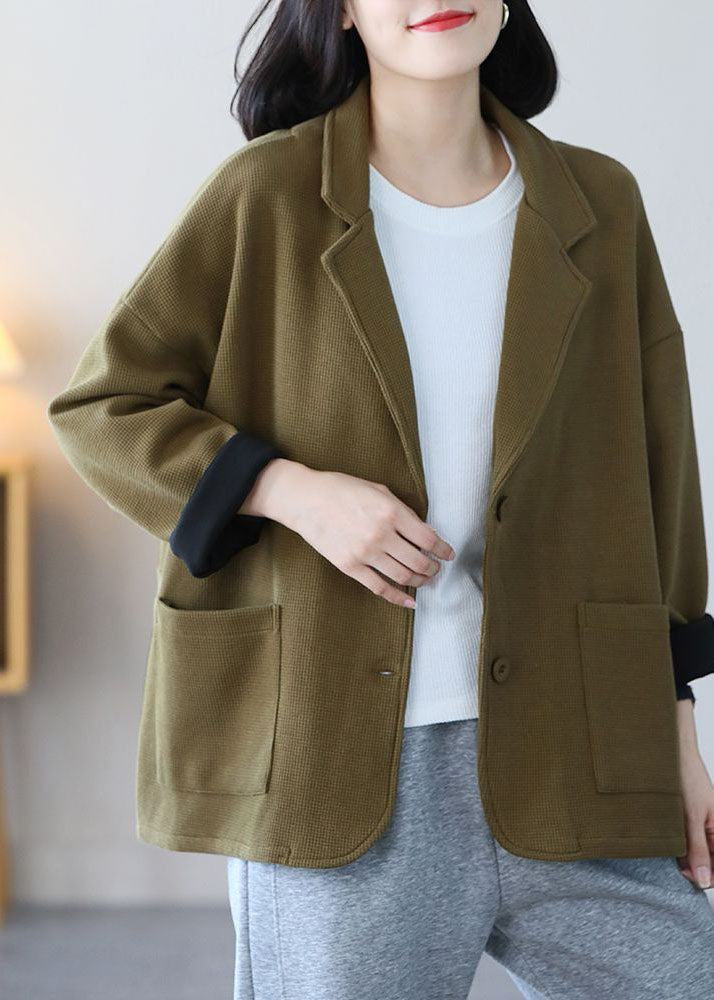 WW | Light Green Quilted Collar Pocket Cotton Coats